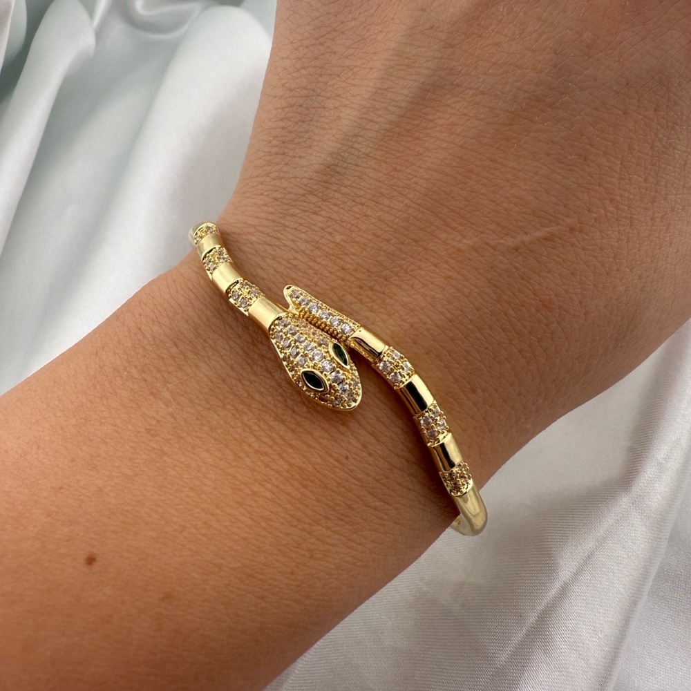 New! Serpent cuff 18 kg plated Snake zircon Reptile Bracelet